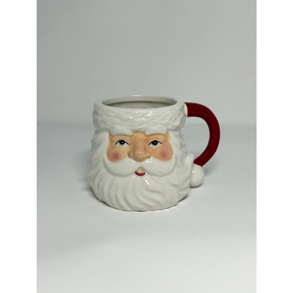 Sur la Table retro Santa Face Ceramic Coffee Cocoa Cup Mug holiday Christmas